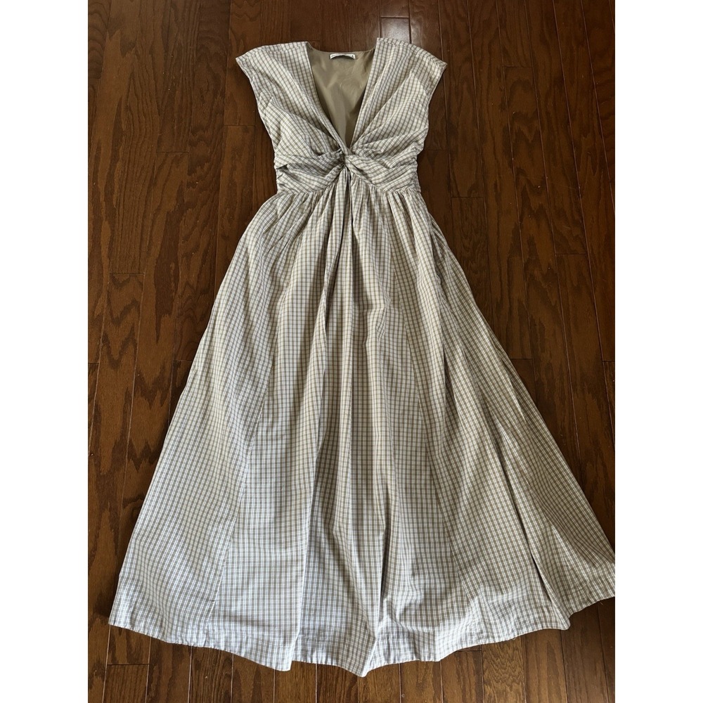 Abercrombie & Fitch Beige Plaid Midi Dress - Picture 4 of 10